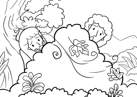 Adam And Eve Hid Coloring Page